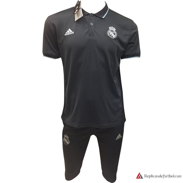 Polo Real Madrid Conjunto Completo 2017-2018 Negro